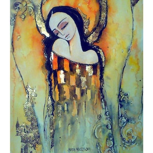 Papel de arroz para decoupage A4 Ángel, papel decorativo Arabeska, hoja de papel artístico Ángel estilo Klimt, impresiones artísticas para pintar