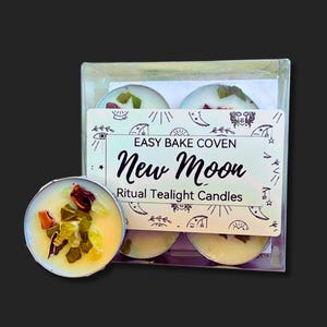 New Moon Ritual Tealight Candles – Bay Leaf, Citrine, Ylang-Ylang, Star Anise Set