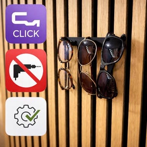 Supporto per occhiali Click System per pannelli acustici - Moderno - Montaggio SENZA foratura - Pannello
