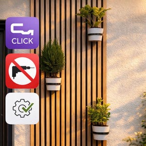 Plantenhouder - ring in diverse maten - geen boren nodig - wandmontage - decoratie - paneel - flexibel te monteren