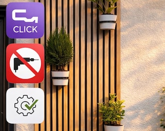 Plant holder - ring in various sizes - NO drilling - wall mount - decoration - panel - flexible mounting
