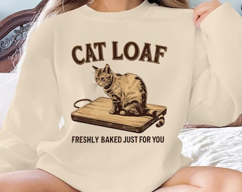Felpa con scritta "Cat Loaf", divertente grafica di una pasticceria con gatti, regalo per gli amanti dei gatti