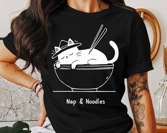 Cat Nap T-Shirt: Funny Noodle Bowl Design