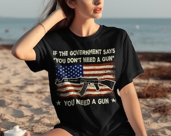 Patriotic American Flag Pro-Gun T-Shirt, Second Amendment Tee