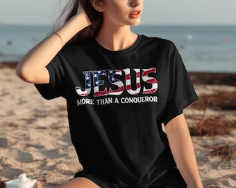 Jesus American Flag T-Shirt, Patriotic Christian Tee