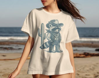 Cowboy Raccoon Graphic Tee, Funny Western T-Shirt