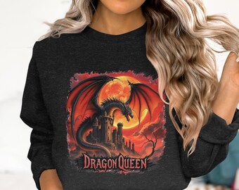 Dragon Queen Graphic Tee: Fantasy Castle Art Shirt