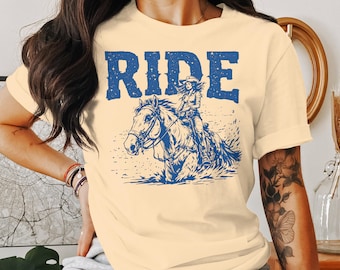 Ride Cowboy Graphic Tee: Western Horse Riding Shirt