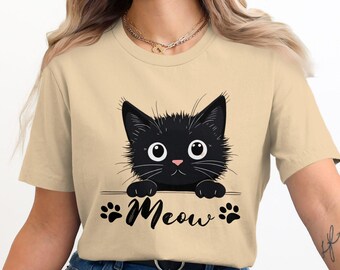 Niedliches Katzen-Miauen-Grafik-T-Shirt, lustiges Kätzchen-T-Shirt, Katzenliebhaber-Geschenk