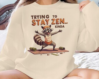 Funny Raccoon Yoga T-Shirt: Comical Zen Graphic Tee