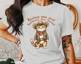 Funny Sheriff Cat T-Shirt: Cowboy Kitten Design, Cat Lover Gift