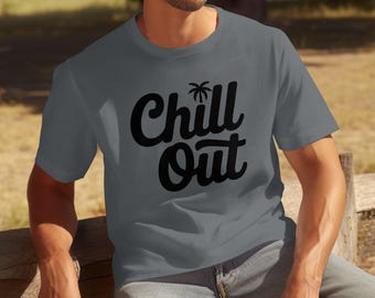 Chill Out palmboom graphic T-shirt: relaxed fit zomer-T-shirt
