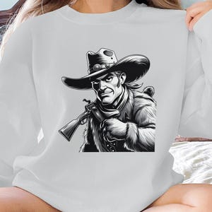 Vintage Western Cowboy T-Shirt, Outlaw Gunslinger Graphic Tee, Unique Art Western Shirt, Retro Western Style Cowboy Tee