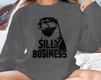 Maglietta grafica divertente con la lontra "Silly Business" - Regalo per gli amanti degli animali