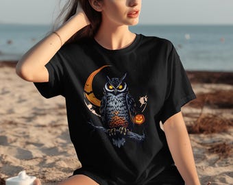 Spooky Owl Halloween T-Shirt: Vintage Jack O' Lantern Graphic Tee