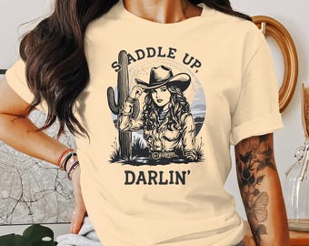 Retro Cowgirl Graphic Tee: Saddle Up Darlin' Western Shirt