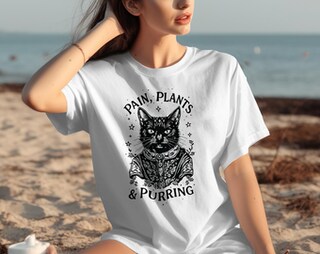 Maglietta Donna Funny Cat Cactus - T-Shirt Catctus Con Stampa Di Gatto E Pianta Grassa