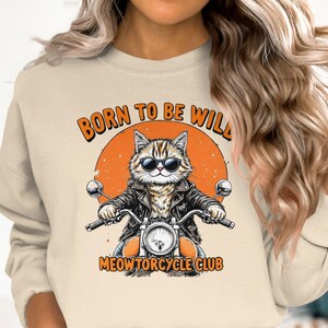 Cool Born to Be Wild Cat Biker T-Shirt, Funny Meowtorcycle Club Shirt, Cute Cat Motorcycle Graphic Tee, Unique Cat Lover Gift