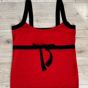Vintage Valentino Roma red wool & cashemere tank top with bow size 12/48