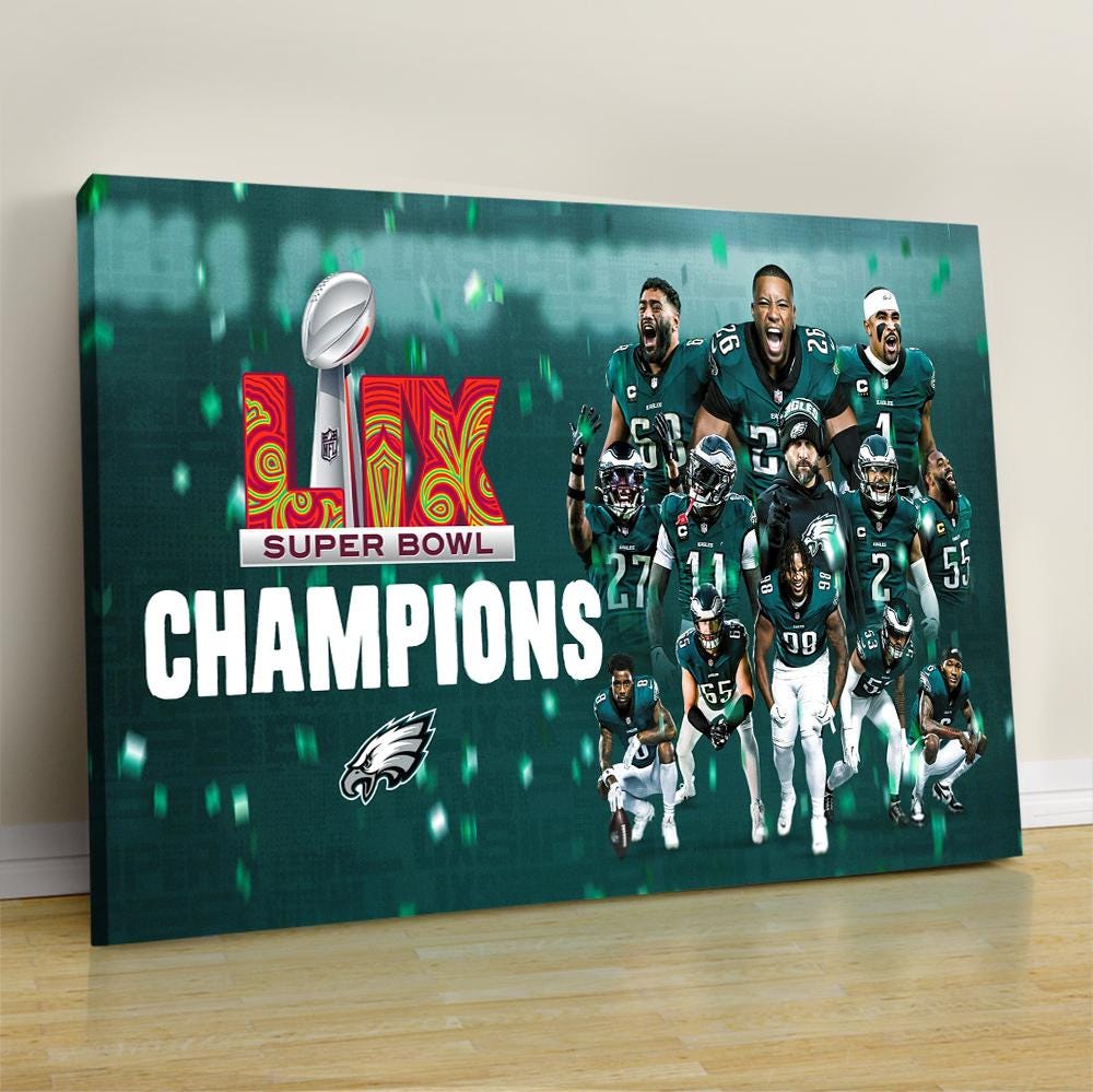 Philadelphia Eagles Super Bowl LIX Champions – Football Wall Art, Canvas Print, Eagles Fan Gift, Home Decor