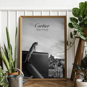 Black and White - Panther in the Jewelry Shop Print - Vintage Photography - Fashion Print - 1950s - Wall Art - Cheetah Poster - Canvas