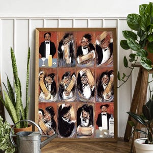 Guy Buffet The Making Of Perfect Martini, Framed Vintage Food&Drink Poster, Bar Decor, Retro poster, Cafe wallpaper, Martini Abstract