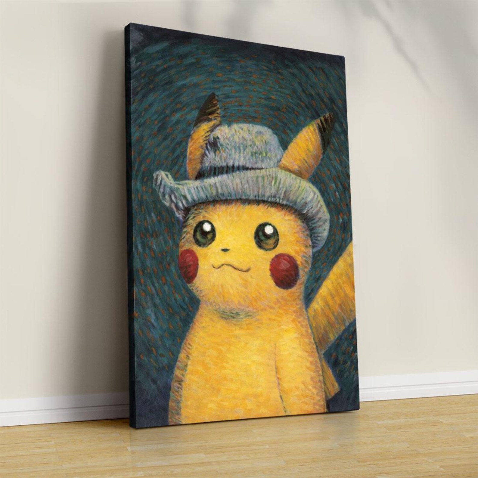 Pikachu Van Gogh Canvas Wall Art, Pikachu Van Gogh Poster, Pikachu Van ...