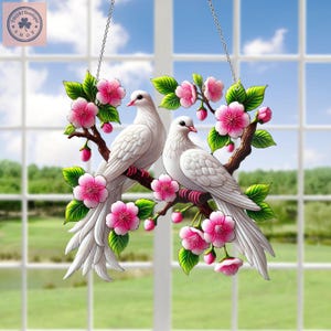 Couple Of Doves Acrylic Window Hanging, Doves Couple Window Decor, Home Decor, Couple Gift, Gift For Her