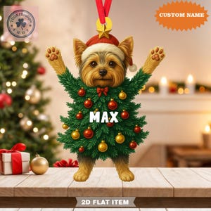 Personalized Yorkshire Terrier Christmas Ornament, Cute Holiday Tree Decoration for Yorkie Lovers, Funny Yorkie Gift 2025