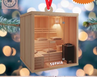 Personalized Sauna Room Ornament, Spa Sauna Christmas Decoration, Relaxation Theme Ornament for Wellness Lovers, Unique 2D Flat Holiday Gift