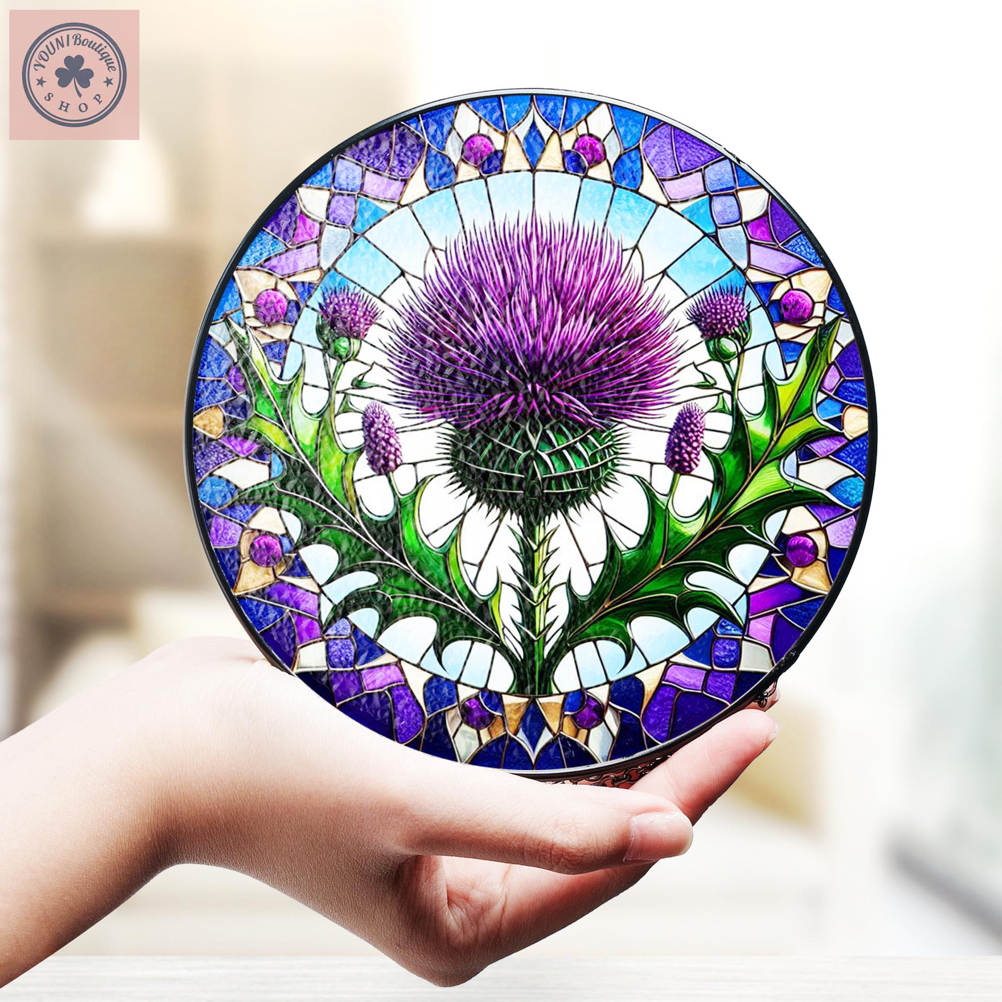 Scottish Thistle Stained Glass, Stained Glass Acrylic Window Hanging Decor, Stained Glass Acrylic Window Hanging Decor