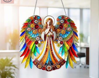 Ange à suspendre en acrylique, Décoration d'intérieur religieuse, Cadeau pour amoureux des anges, Décoration d'intérieur ange, Cadeau pour papa, Cadeau ange, Cadeau d'anniversaire