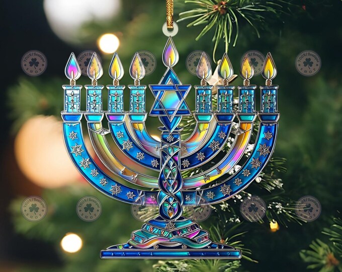 Jewish Star of David Christmas Tree Topper, Stained Glass Jewish Star ...