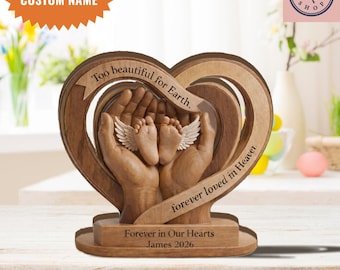 Personalisierte Baby Erinnerung Herz Holzblock, Säugling Verlust Erinnerung Andenken