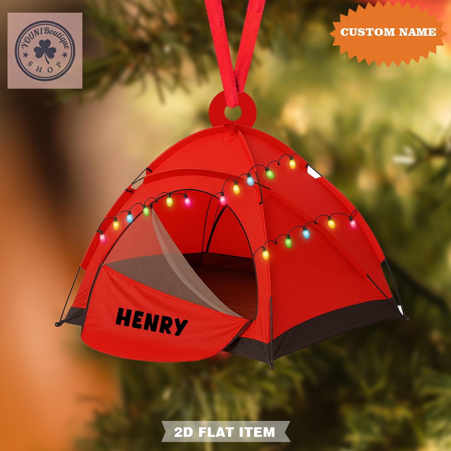 Personalized Camping Tent Shape Ornaments, Camping Flat