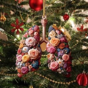 Floral Lungs Christmas Ornament, Respiratory Therapist Gift, Christmas Home Decor, Christmas Gift