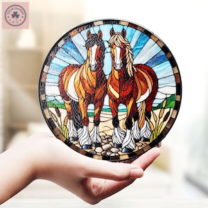 Horse Stained Glass, Pet Sun Catcher Memorial Stained Glass Pet Memorial, Personalized Horse Lover Gift