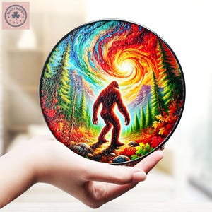 Bigfoot Stained Glass Sun Catcher, The Sasquatch Suncatcher, Window Hanging, Bigfoot Lover Gift, Gift For Him