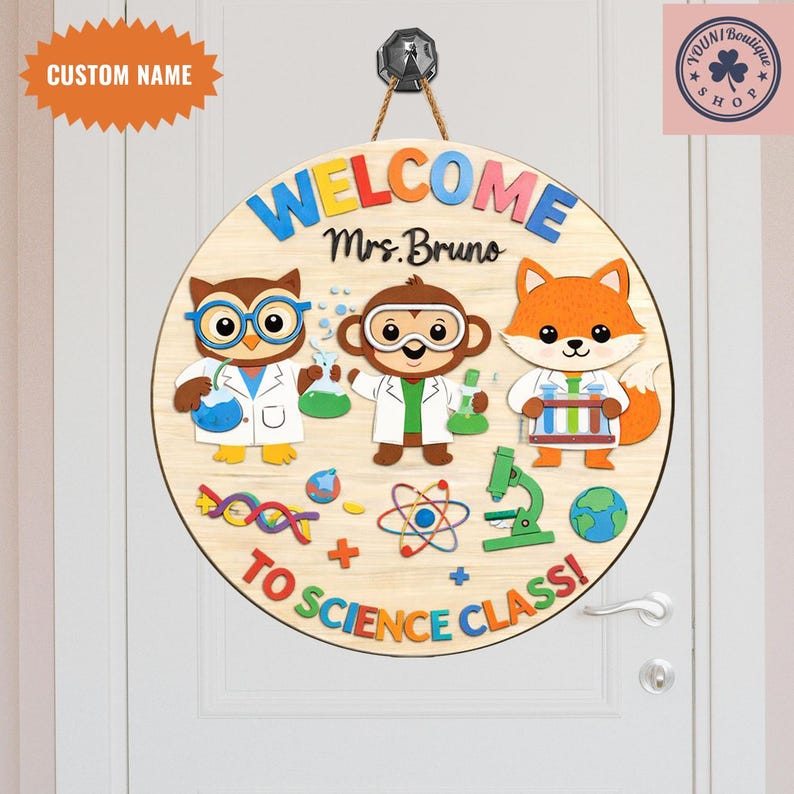 Personalized Science Classroom Sign, Custom Teacher Name, 2-layer Wood ...