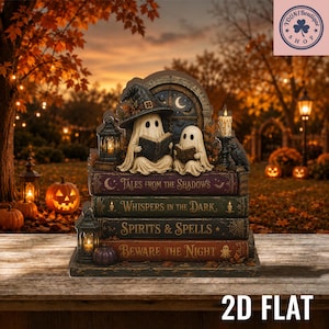 Halloween-Geister-Bücherstapel-Deko, gruselige gotische Tischdekoration