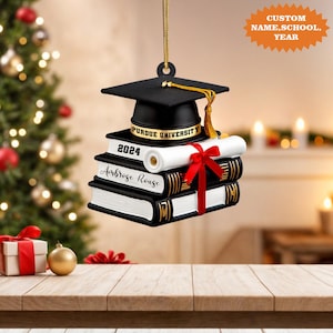 Personalized Graduation Ornament, Graduation Cap Ornament With Books Ornament, Graduation Gift, Class Of 2024