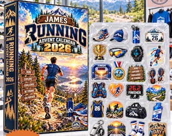 Calendário do Advento Personalizado para Corredores 2026, 24 Pingentes de Corrida, Presente para Maratonistas, Presente para Amantes da Corrida