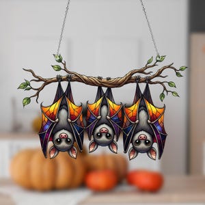Gothic Bat Halloween Acrylic Window Hanging, Spooky Bat Ornament, Halloween Home Decor, Gift For Her