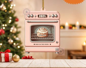 Bun in Oven Pregnancy Announcement Ornament, Christmas Home Decor
