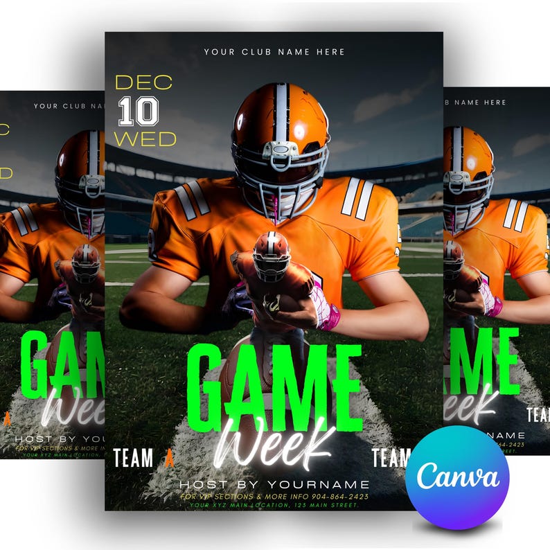 Football Game Week Flyer Template (december 10) - Etsy