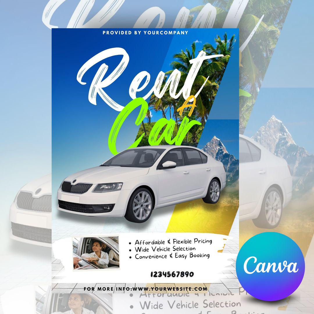 Car Rental Flyer - Easy Booking, Affordable Pricing (Instant Download)