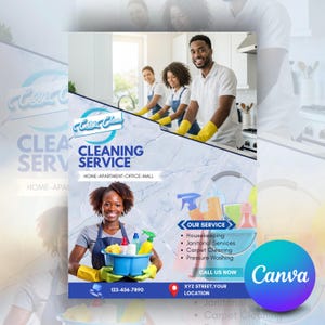 Anpassbare Reinigungsservice-Flyervorlage: Canva Bearbeitbares Design (Digitaler Download