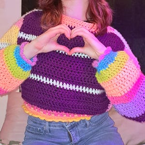 Rainbow Sherbert Crochet Sweater