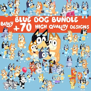 Bluey PNG Clipart Pack: 70+ Bluey Family Clip Art Images for Cricut & Silhouette, Sublimation, Stickers, Instant Download, T-Shirts/Mugs