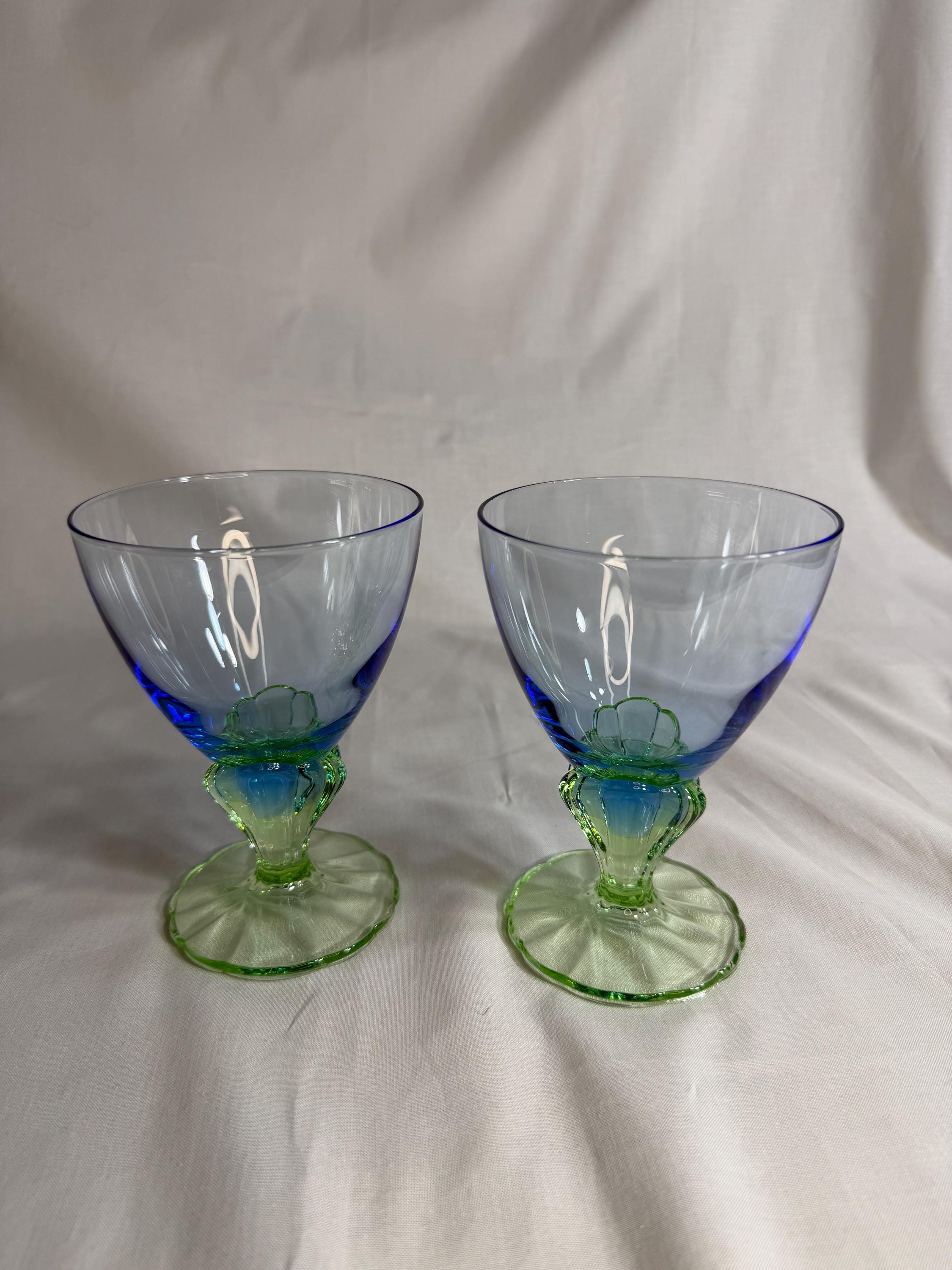 Bormioli Rocco Blue and Green Glasses - Etsy display picture 1